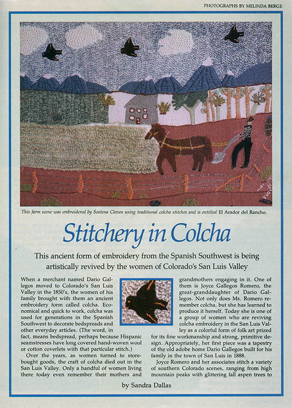 History of Colcha Embroidery in Saguache County